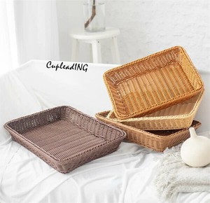 ＜人気商品＞ INSスタイル 収納カゴ パン 2点セット スナックプレート トレイ ラタン 編みカゴ スナック