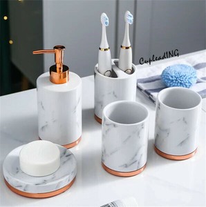 ≪予約商品≫早い者勝ち 洗面セット 陶器 バスルーム 5点セット クリエイティブ カップル 歯ブラシカップ