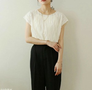 Button Shirt/Blouse Ladies fashion Round Neck Short Sleeve