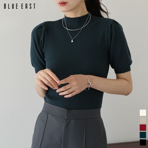 新色追加　【パフスリーブ半袖なめらかニット】トップス　半袖　秋