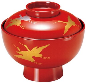 4．2寸雑煮椀 朱内黒飛鶴 TA