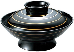 5．5寸御殿型煮物椀 黒金ライン TA