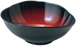 6寸吉野鉢 黒内朱ぼかしパール A