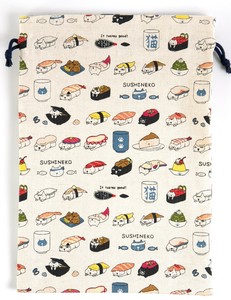 Pouch/Case Drawstring Bag Made in Japan Cat Motif