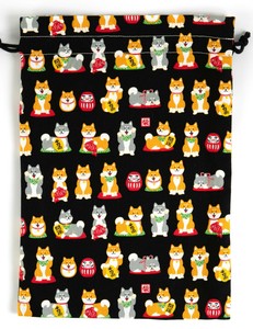 Pouch/Case Drawstring Bag Made in Japan Cat Motif