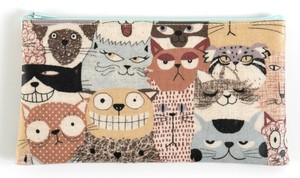 Pouch Made in Japan Water-Repellent Finish Cat Motif
