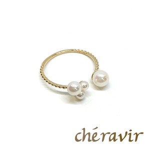 【Cheravir】K10YG リング  指輪 フリーサイズ パール