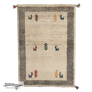 ギャッベ　ペルシャ　イラン　オーガニックウール　絨毯　ラグ　玄関マットL　67.5×94cm　ML1803_BE