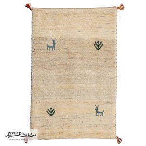 ギャッベ　ペルシャ　イラン　オーガニックウール　絨毯　ラグ　玄関マットL　59.5×91cm　ML1812_BE