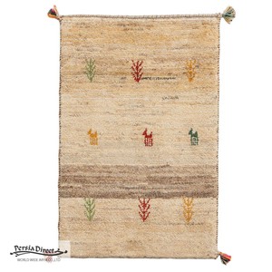 ギャッベ　ペルシャ　イラン　オーガニックウール　絨毯　ラグ　玄関マットL　59×89cm　ML1825_BE