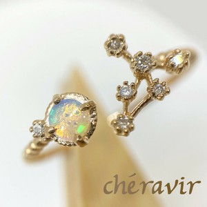 【Cheravir】K10YG リング  指輪 フリーサイズ オパール