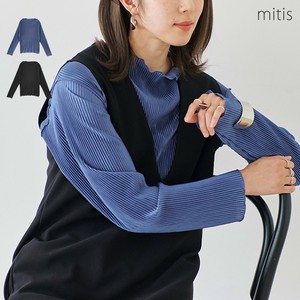 シャイニープリーツ　メローボトルネックプルオーバー　AW　インナー　バック　ハイネック