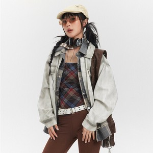 P18822 メンズ ジャケット コート フェイクレイヤード 2024春秋新作  欧米風 カジュアル チェック
