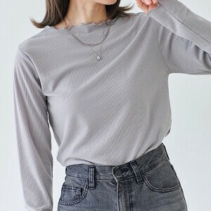 T-shirt Random Rib Crew Neck Stripe Long T-shirt