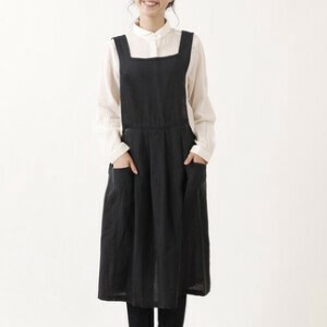 【エプロン】ウエスト切り替えタックエプロン　　ナチュラル