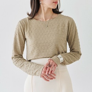 ふくれジャガード　クルーネックロンT　AW　インナー　メロー