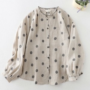 Button Shirt/Blouse Ladies fashion Linen Cotton
