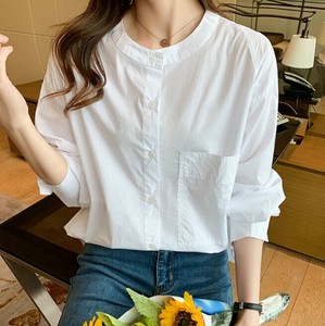 Button Shirt/Blouse Ladies fashion Round Neck