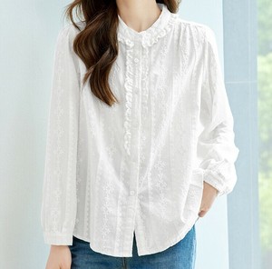 Button Shirt/Blouse Ladies fashion Round Neck