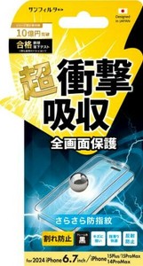 2024 NEW iPhone(6.7：2眼)対応 衝撃吸収フィルム（フレーム） さらさら防指紋 i38CASBF