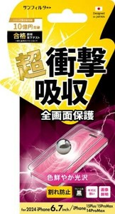 2024 NEW iPhone(6.7：2眼)対応 衝撃吸収フィルム（フレーム） 光沢 i38CASFF