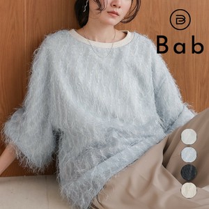 【SALE】再入荷：シアーシャギーレイヤードスウェットトップス◇繊細なラメ入をあしらったシアースエット