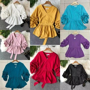 Button Shirt/Blouse Puff Sleeve