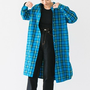 Button Shirt/Blouse Ladies fashion Check Band Collar Cotton