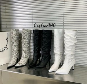 ◆◆大人気◆◆早い者勝ち 快適である ロングブーツ ヘビ柄 シワ レディース スタックブーツ 高筒ブーツ