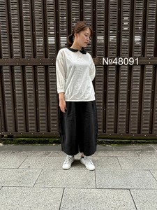 【2024秋冬新作】日本製 東炊きローンバイカラー衿付き2WAY9分袖ブラウス  No48091