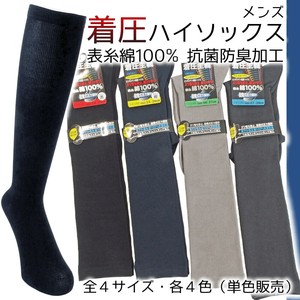 【メンズ】着圧ハイソックス 表糸綿100% 抗菌防臭加工　S・M・L・LL　靴下