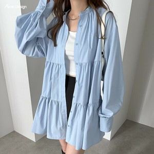 Button Shirt/Blouse Tunic Tiered
