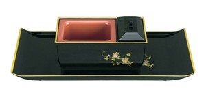 焼香盆やすらぎセット 5.0寸 小 黒(フチ金) 蒔絵 鉄仙 3808850226021
