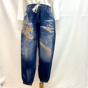 Denim Cropped Pant Damaged Print Shirring [2024 A/W NEW]