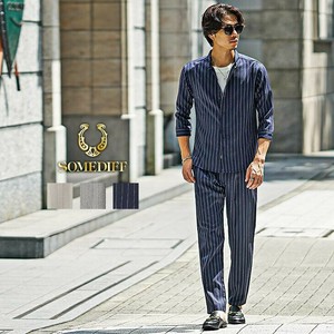 Suit Slacks Stripe Band Collar Set of 2 7/10 length