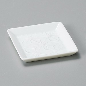 白磁正角豆皿麻の葉　日本製