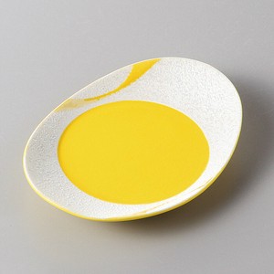 流水ラスター楕円小皿(黄)(有田焼)　日本製