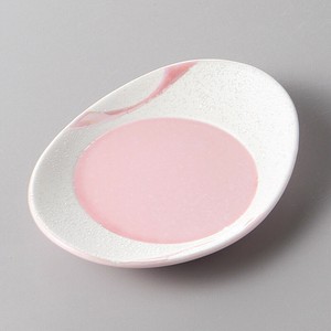 流水ラスター楕円小皿(ピンク)(有田焼)　日本製