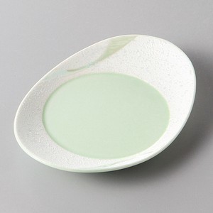 流水ラスター楕円小皿(緑)(有田焼)　日本製