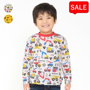 働く車総柄長袖Tシャツ・ロンT　M52852　日本製 本体綿100％ 人気の建機の車 総柄プリント