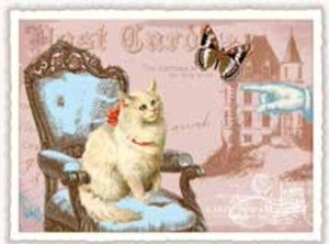 ■輸入ポストカード■ラメ＆ダイカット加工 ドイツより直輸入★Cat　ネコ
