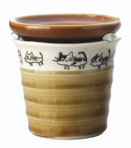 ★幸福を招く★　楽しくお目出度い「縁起の置物」【散歩猫　茶香炉】