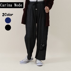 【Carina Mode】ねこアップリケウエストドロストパンツ