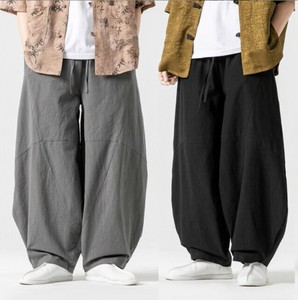 ワイドパンツ 快適  無地   ゆったり   コットン リネン   メンズ ファッション BQ5322