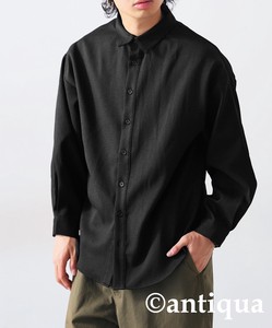 Antiqua Button Shirt Plain Color Long Sleeves Tops Men's Simple