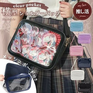 フェイクレザー クリアポケット シンプル 横型 ショルダーバッグ  推し活 czysbg01232