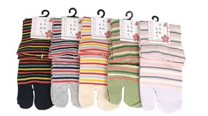 Crew Socks Multi Border Colorful Tabi Socks