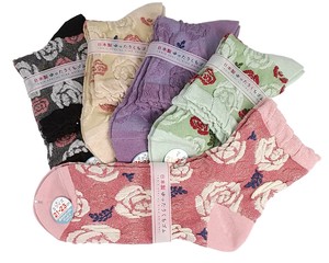 【日本製クルー】　小寸  綿混フロート薔薇柄　小さいサイズ