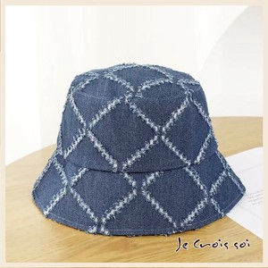 デニム素材　クロス　フリンジ　デニム　帽子
