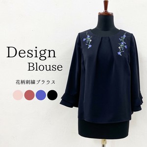 Button Shirt/Blouse Ladies fashion 3/4 Length Sleeve Floral Pattern